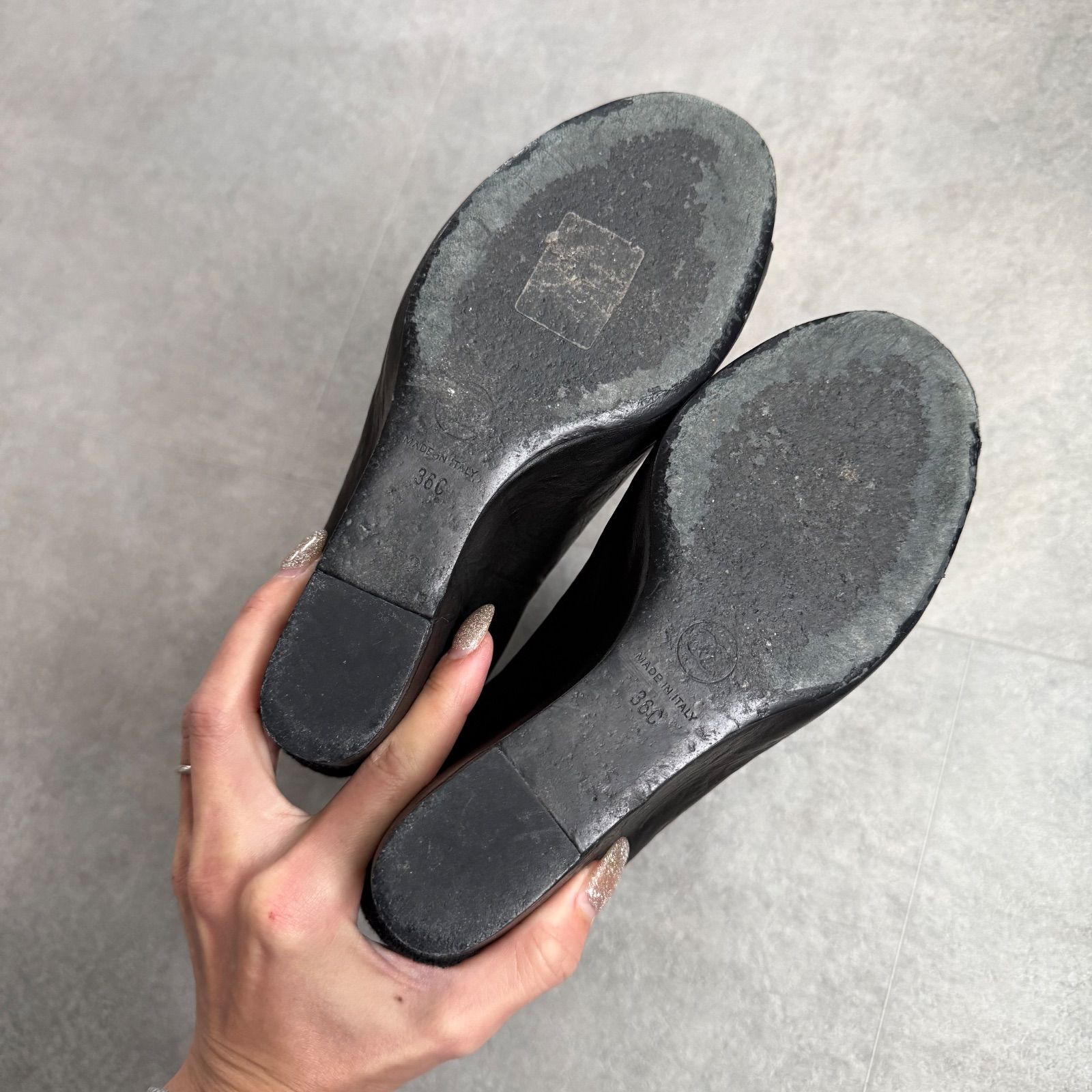 CHANEL シャネル ココマーク ウェジソールブーツ オープントゥー