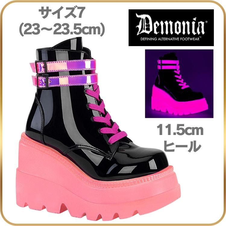 23 23.5 demonia デモニア サイバー 厚底 ブーツ 厚底 ショートブーツ
