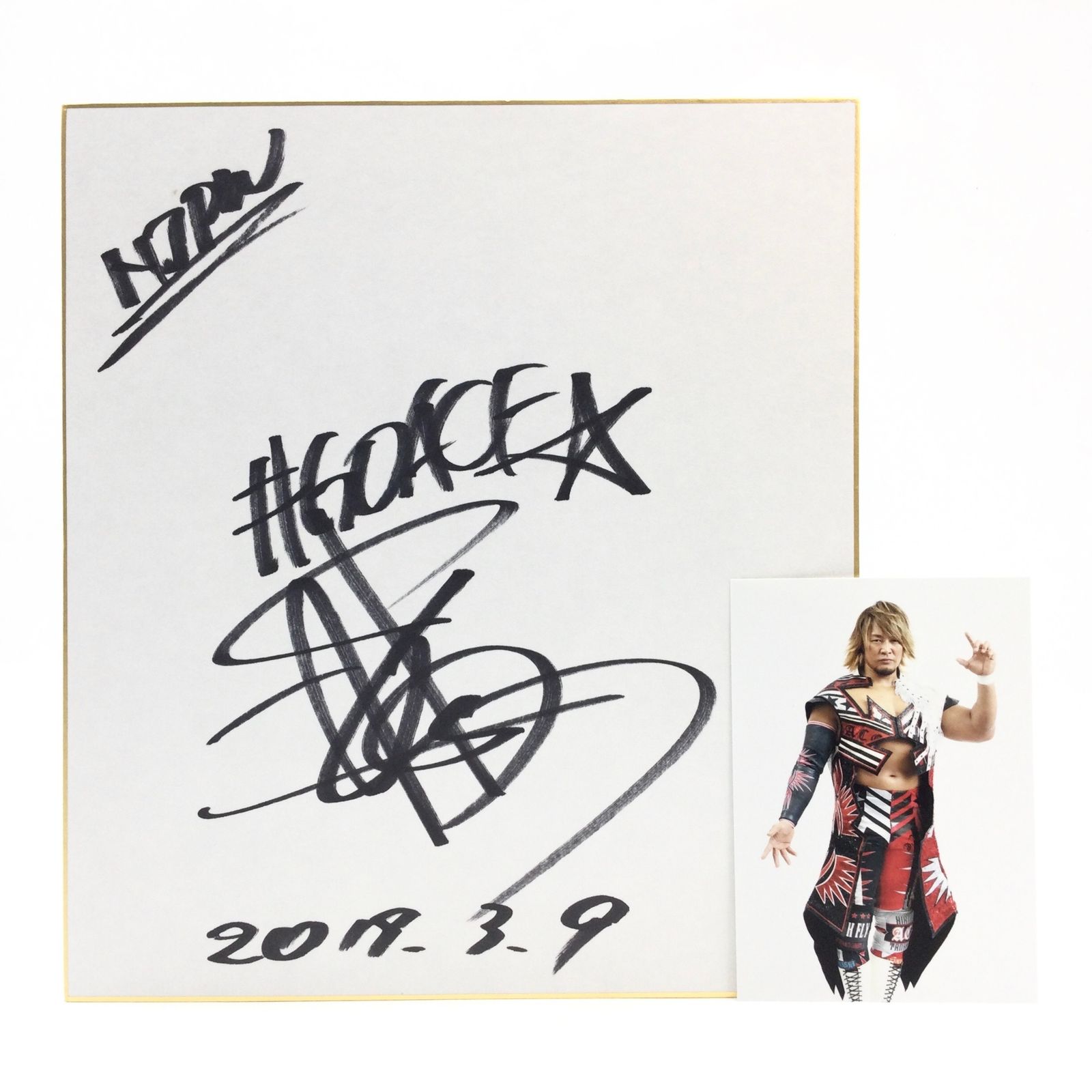 2241 【直筆サイン色紙】棚橋弘至 2019年3月9日 日付入り 写真付き 新