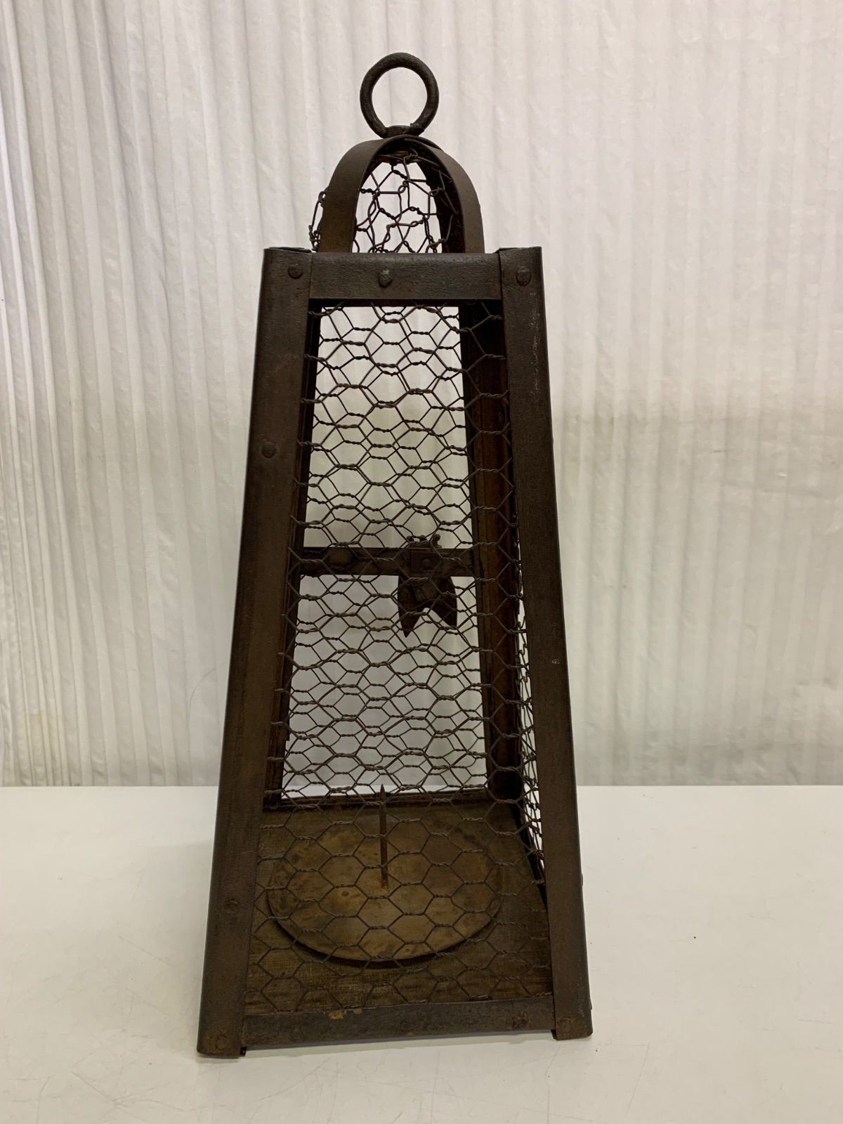 鉄金網張蔵行灯 蔵行燈 灯火器 吊灯籠 灯篭 鉄行燈 天蓋 提灯