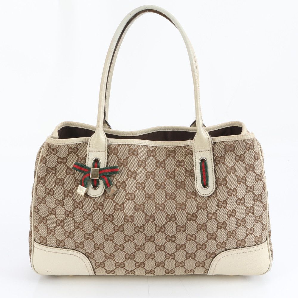 美品 グッチ GG キャンバス シェリーライン プリンシー 163805 レザー