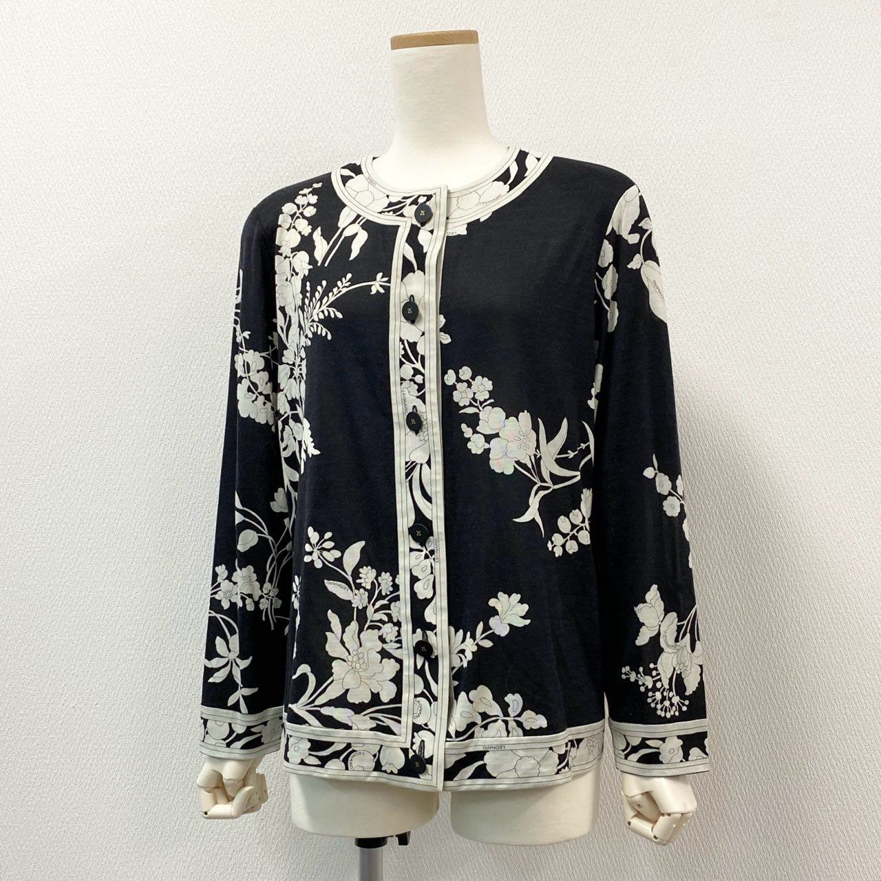 LEONARD レオナール 花柄 カシミヤ混 カーディガン LL - メルカリ