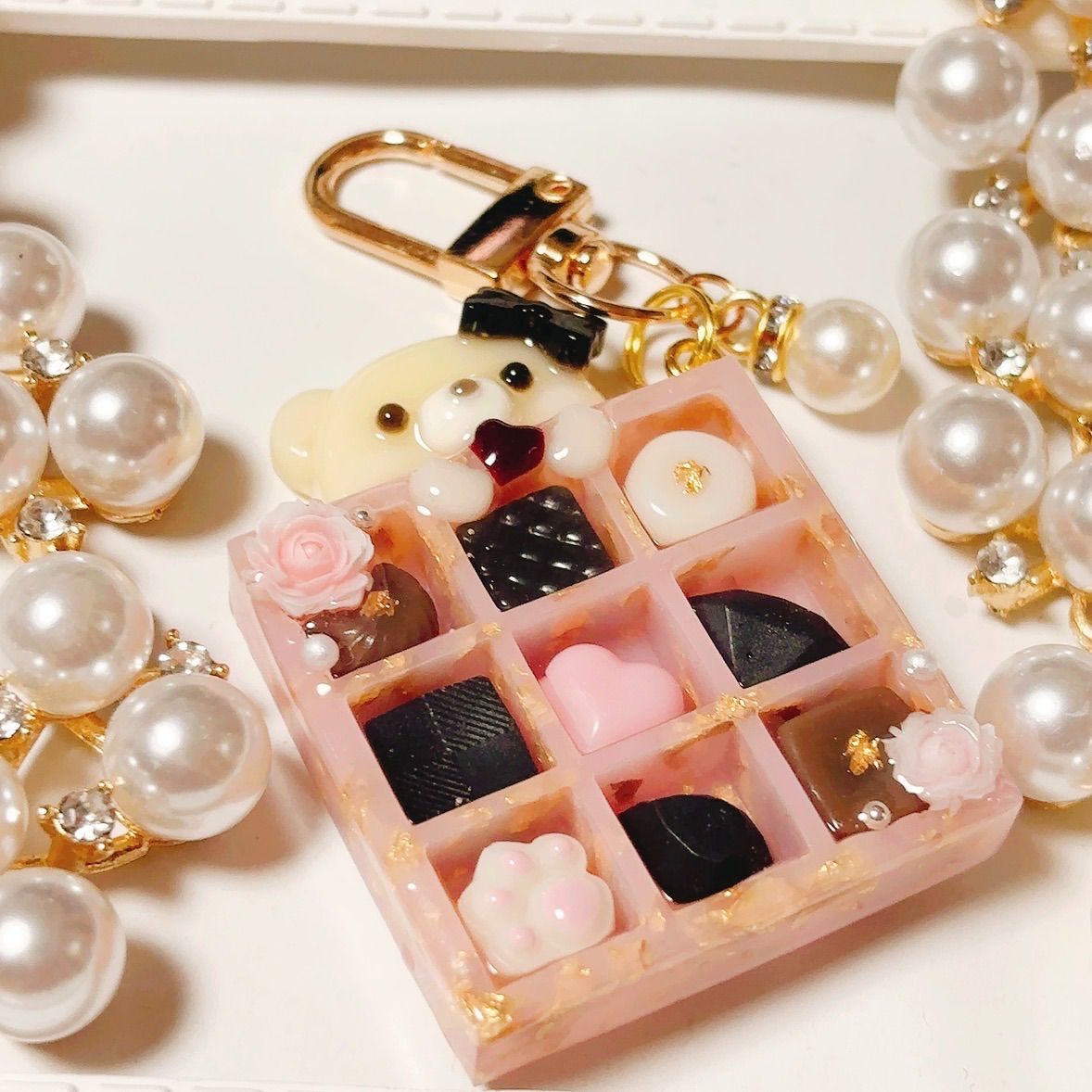 くまさんのチョコレートBOX◇シャカシャカキーホルダー シェイカー