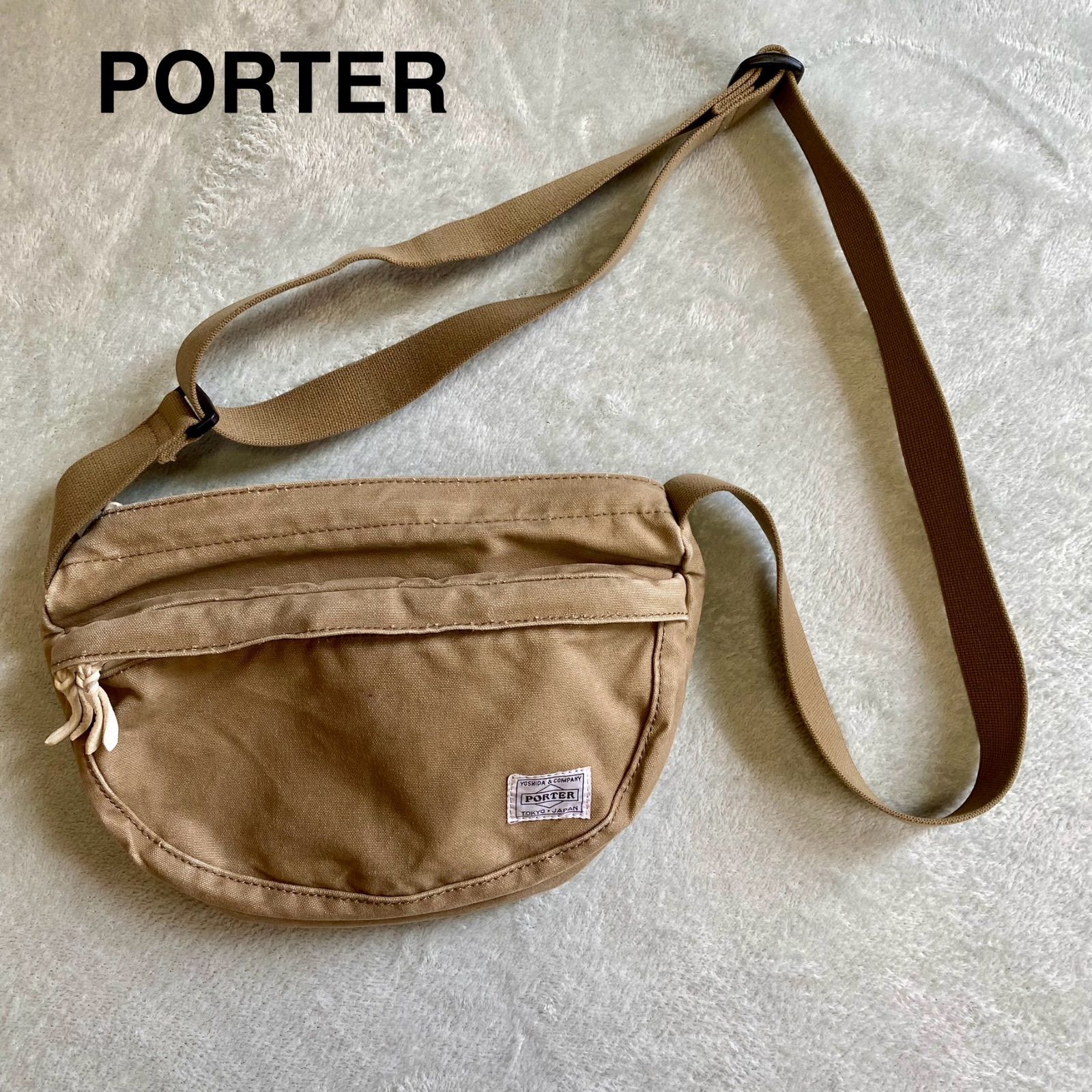 PORTER】ポーター ショルダーバッグ ベージュ キャンバス コットン生地