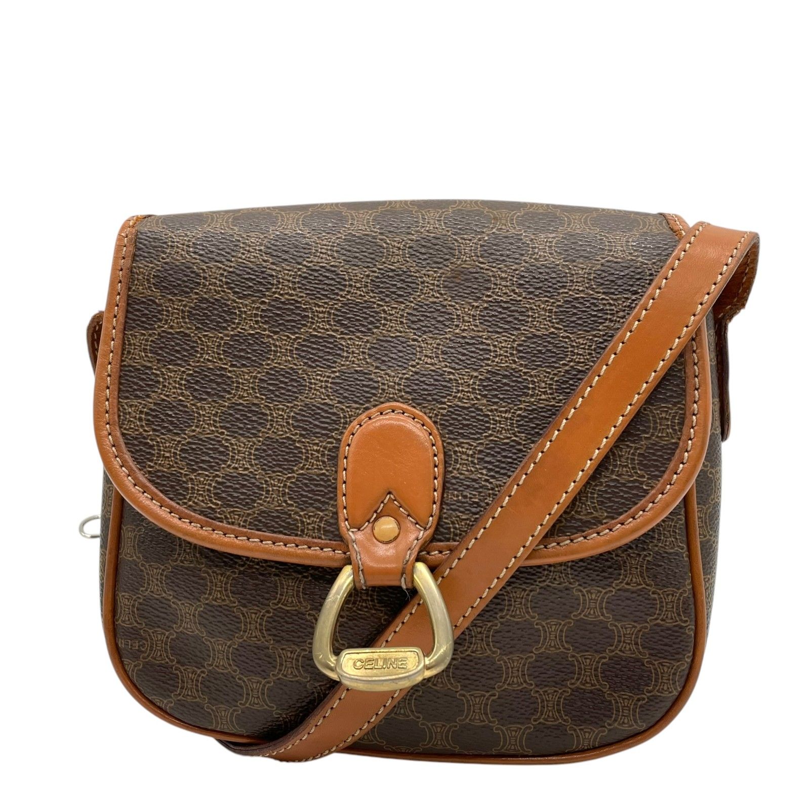 セリーヌ ショルダーバッグ マカダム柄 トリオンフ レザー 斜め掛け