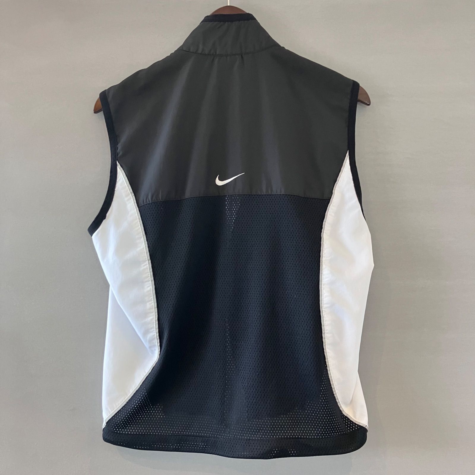 90's NIKE ナイキ ナイロンベスト メッシュ切替 ホワイト ブラック 白