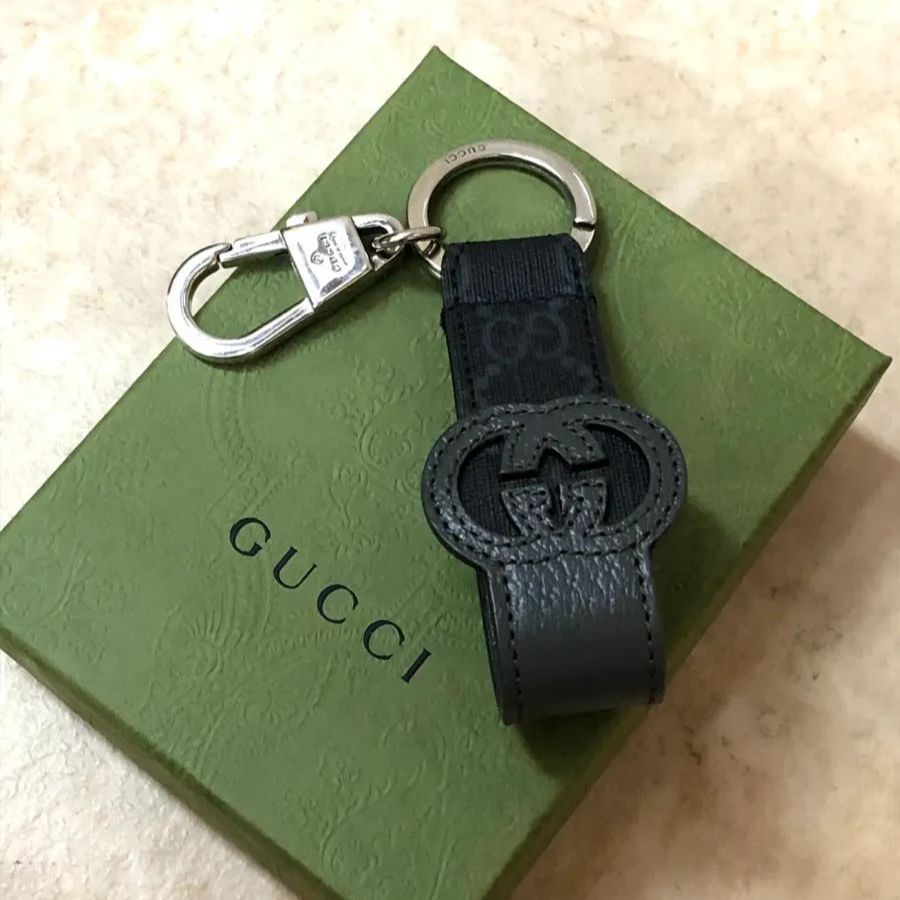 GUCCI グッチ キーリング キーホルダー GG レザー ブラック系 - メルカリ