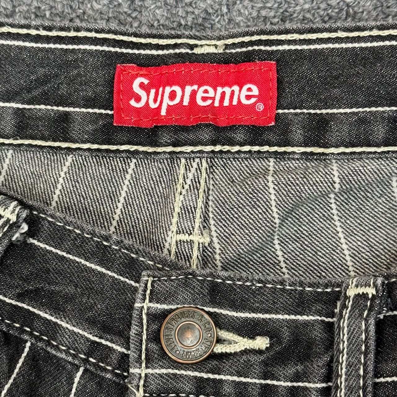 国内正規 Supreme 18SS Levis Pinstripe 550 Jean コラボ ピン