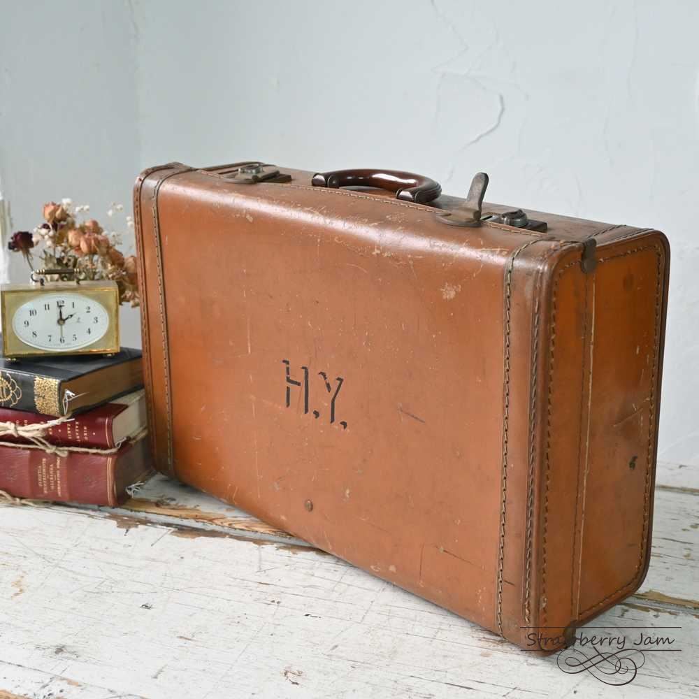 L3612-99-11 英国アンティーク トランク レザー 収納 かばん イギリス