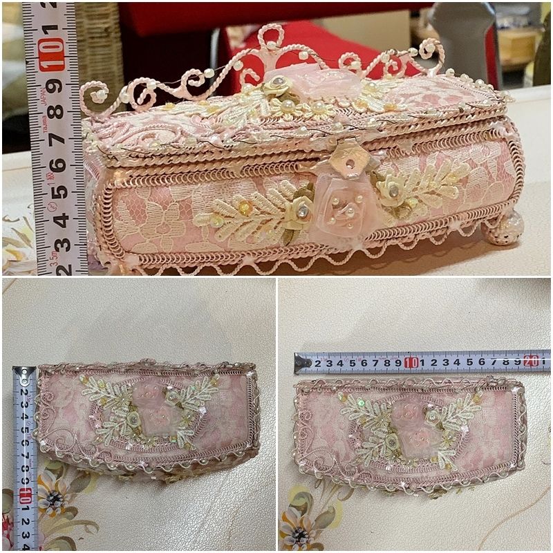 ロココ調 ジュエリーボックス ピンク ケース 長方形型ボックス ローズ