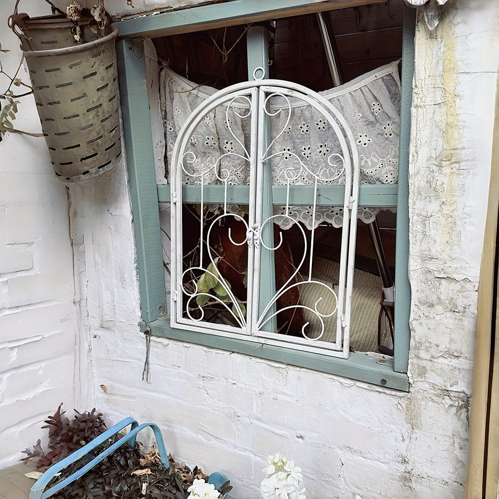 フレンチ アンティークアイアン 窓枠 窓辺 ウォールデコ 窓格子 お洒落