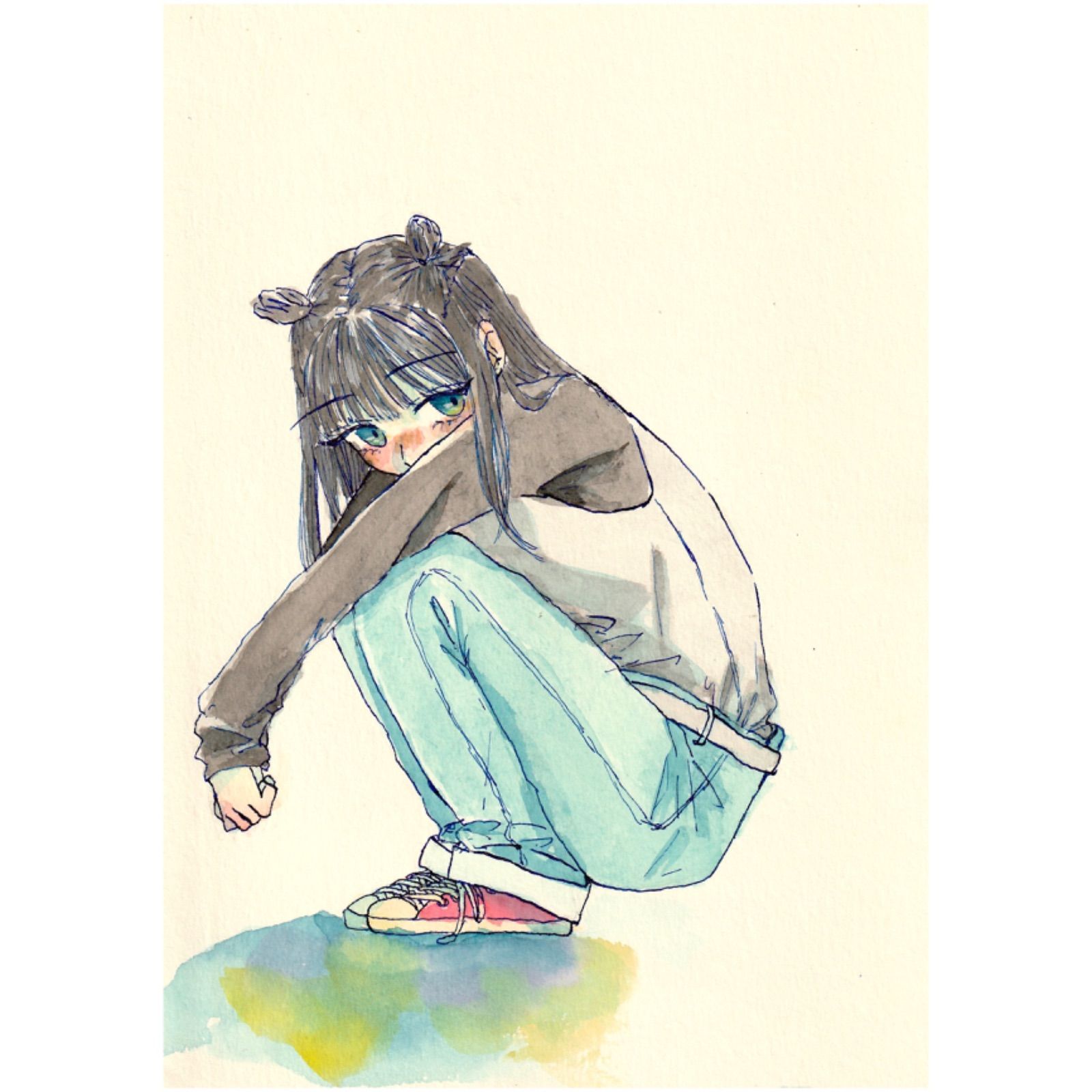 手描き オリジナルイラスト【こっちにおいで】 - メルカリ