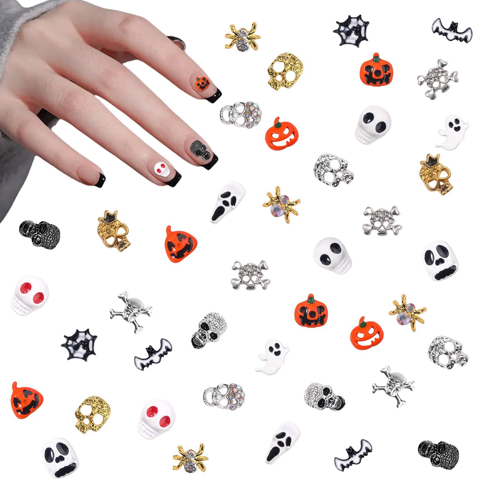 新品 ネイルパーツ ハロウィン 40個セット 3D 立体 かぼちゃ スカル