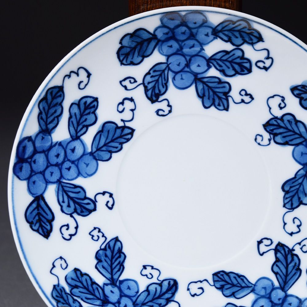 有田焼 源右衛門 染付葡萄 カップ&ソーサー コーヒーカップ コーヒー碗