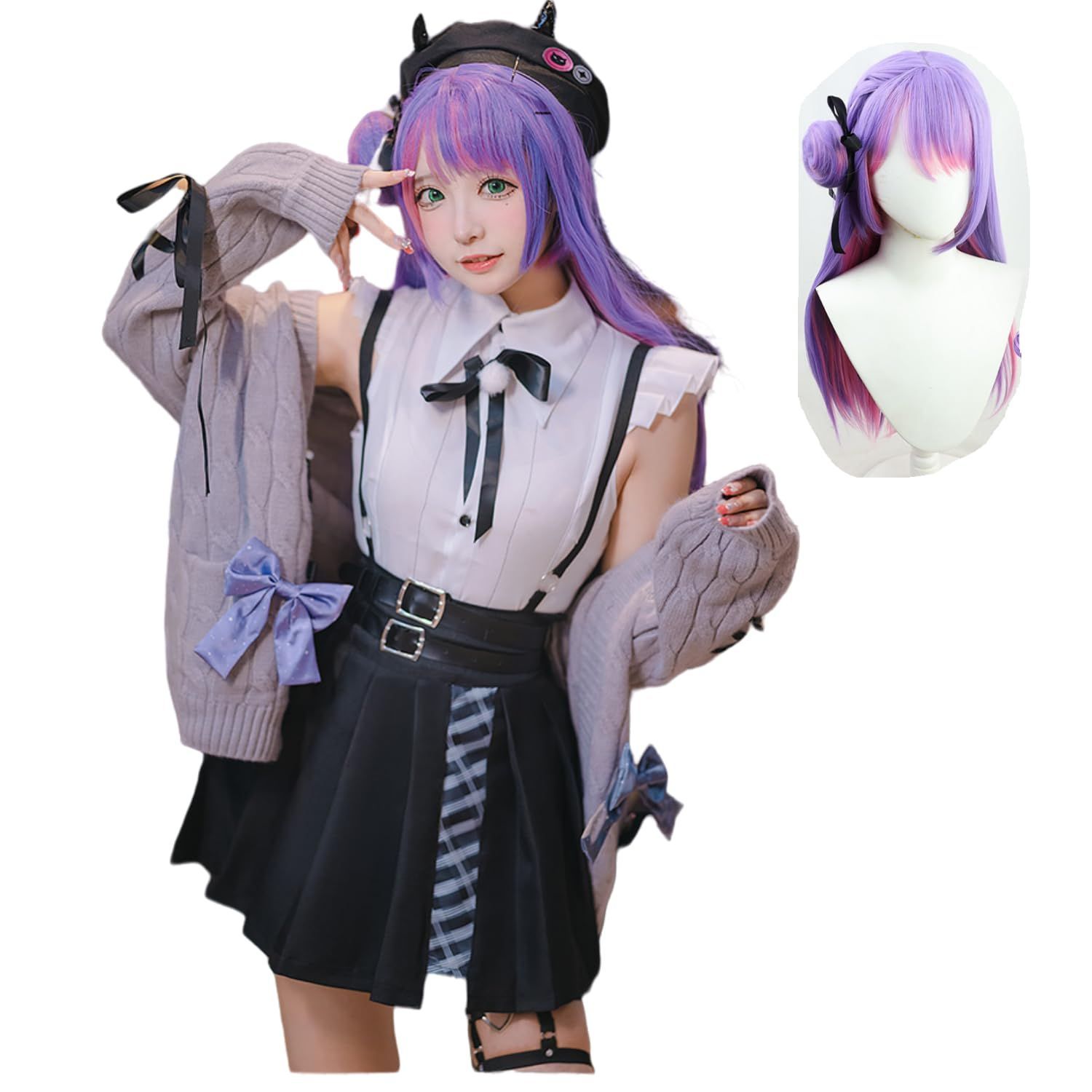 XL [COSSA] ホロライブ 常闇トワ コスプレ 衣装 帽子 ウイッグ 付き