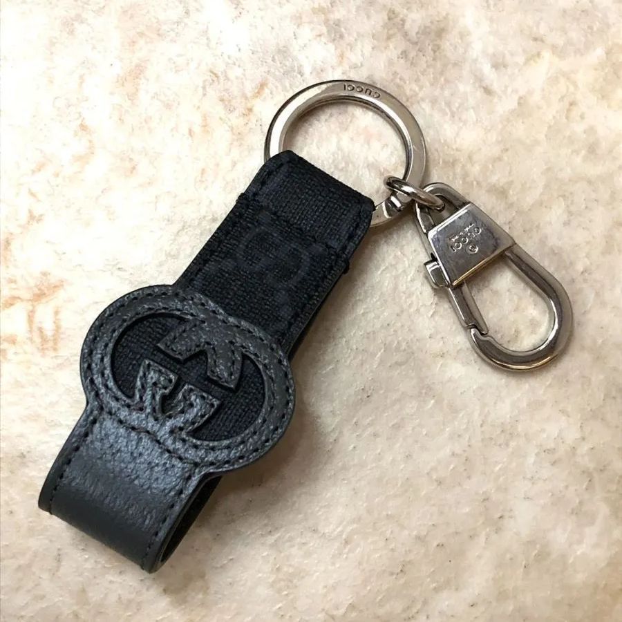 GUCCI グッチ キーリング キーホルダー GG レザー ブラック系 - メルカリ