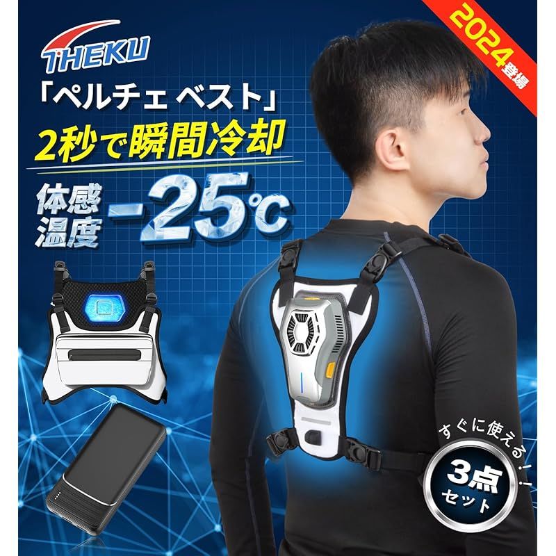 RuiPu ペルチェベスト 冷却プレート付き 10000mAh大容量バッテリー付