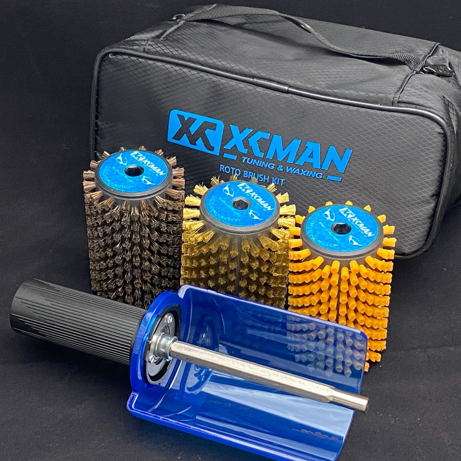 XCMAN ロトブラシ3点（馬毛、ブロンズ、ナイロン）+シャフトハンドル+
