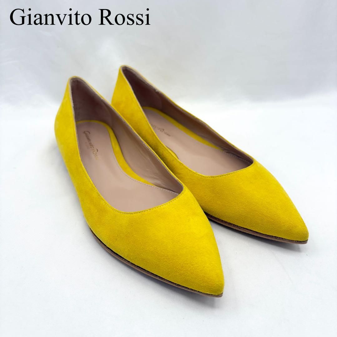 Gianvito Rossiスエードポインテッドトゥフラットシューズ Gianvito