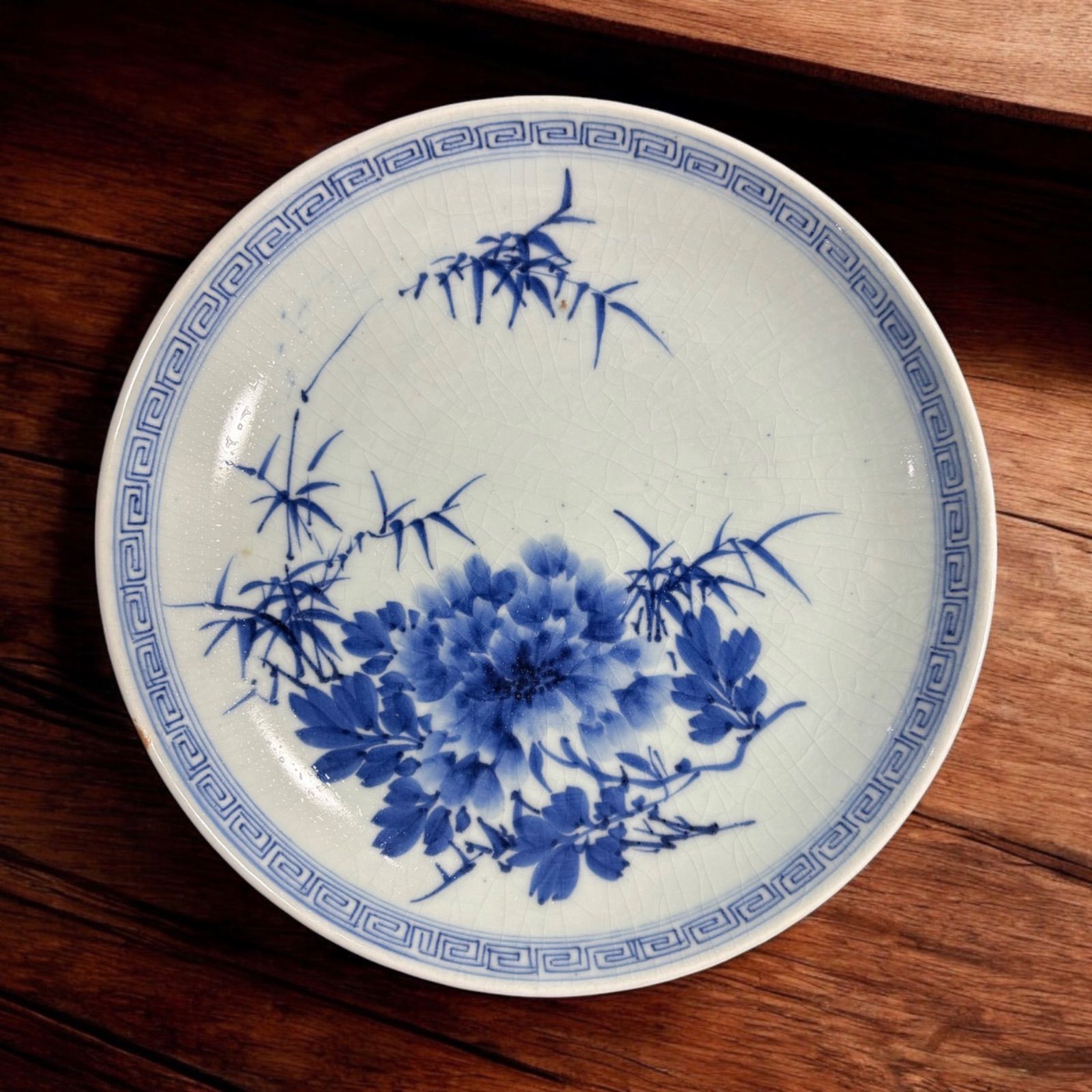 染付 大皿 [草花文絵] 平皿 盛り皿 飾り皿 器 古伊万里 江戸時代 和