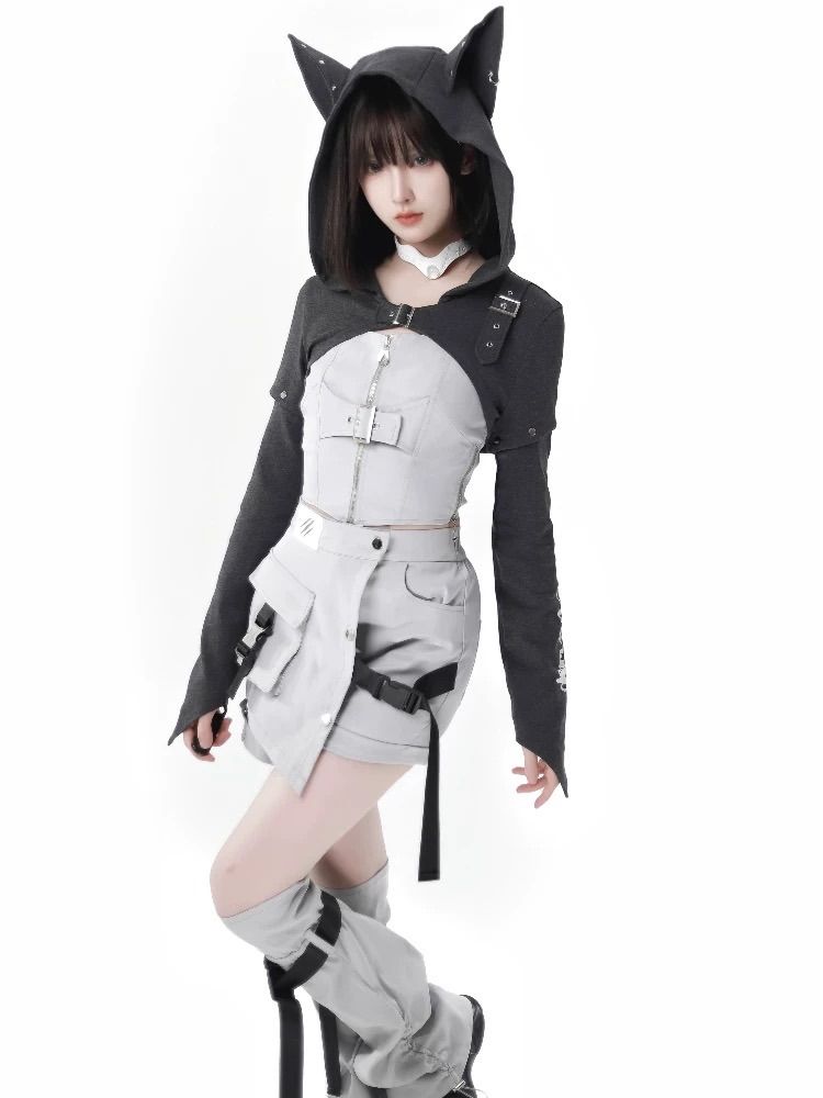 セットアップ 白 黒 モノトーン サブカル 服 y3k サイバー系 パンク