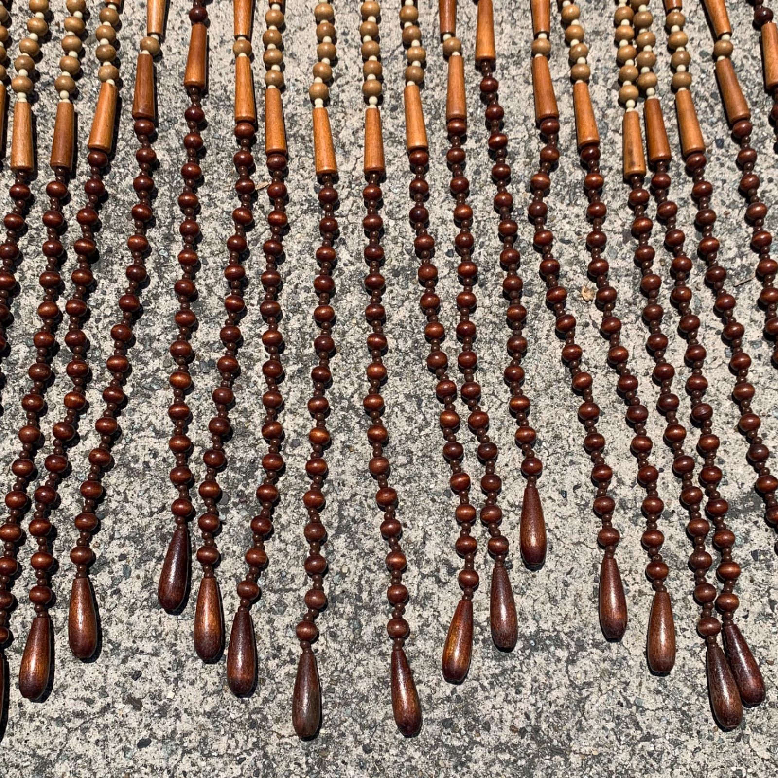 最終値下げ】①昭和レトロ 玉簾 玉すだれ 暖簾 珠のれん 木製 横85x高