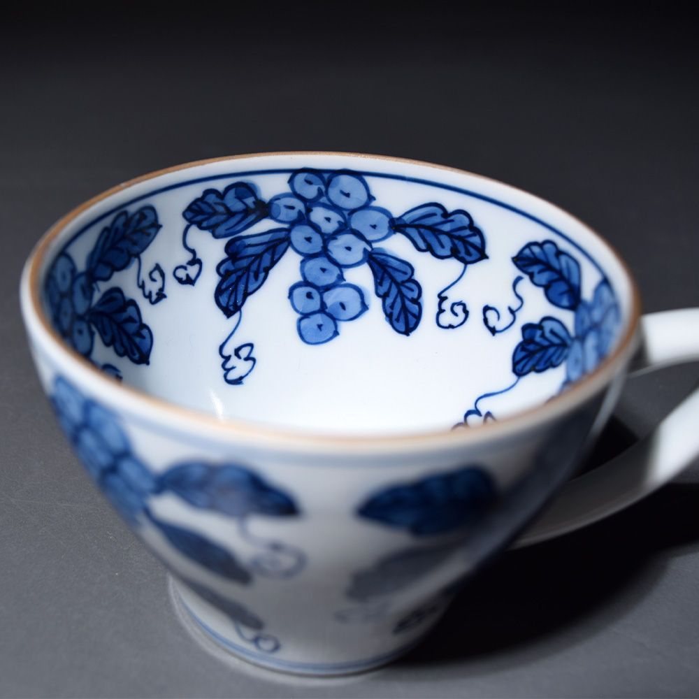 有田焼 源右衛門 染付葡萄 カップ&ソーサー コーヒーカップ コーヒー碗