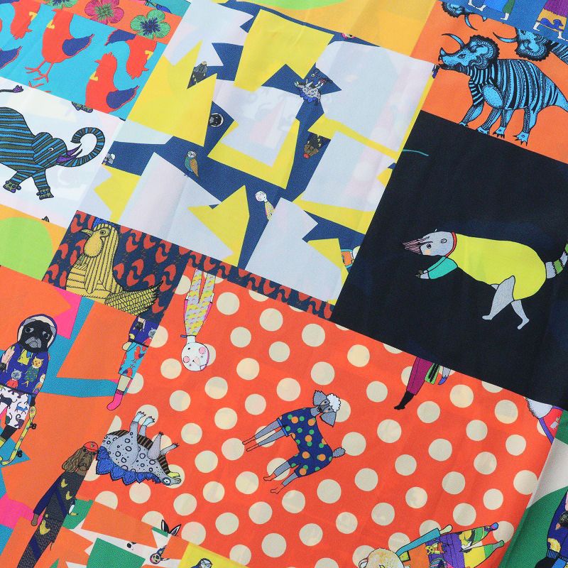 美品 大きいサイズ マンナイン mannine パチワークプリント フレア