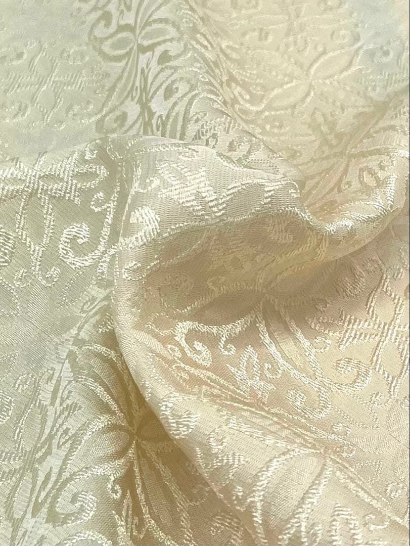 正絹 寿光織 葉紋地紋様 色無地 着尺 反物（17） 正絹 寿光織 葉紋地