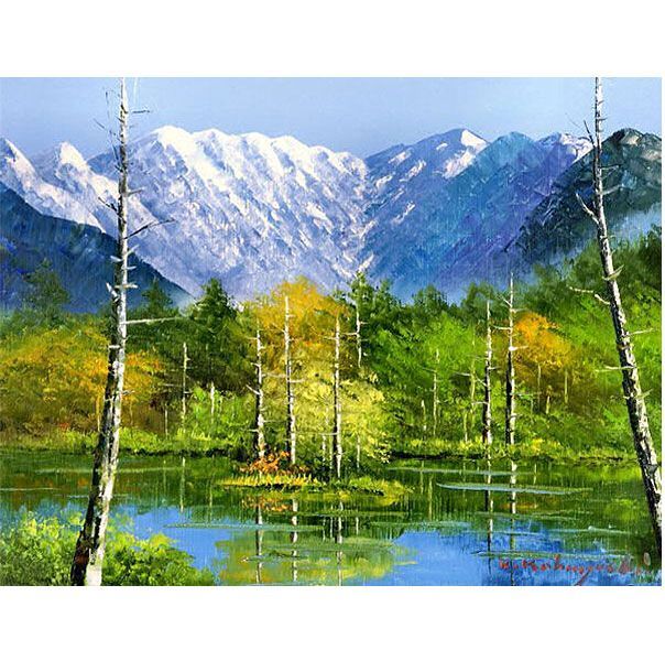 油絵 菅家令子 絵 絵画 インテリア F6-081911 風景 冬の富士山 油絵