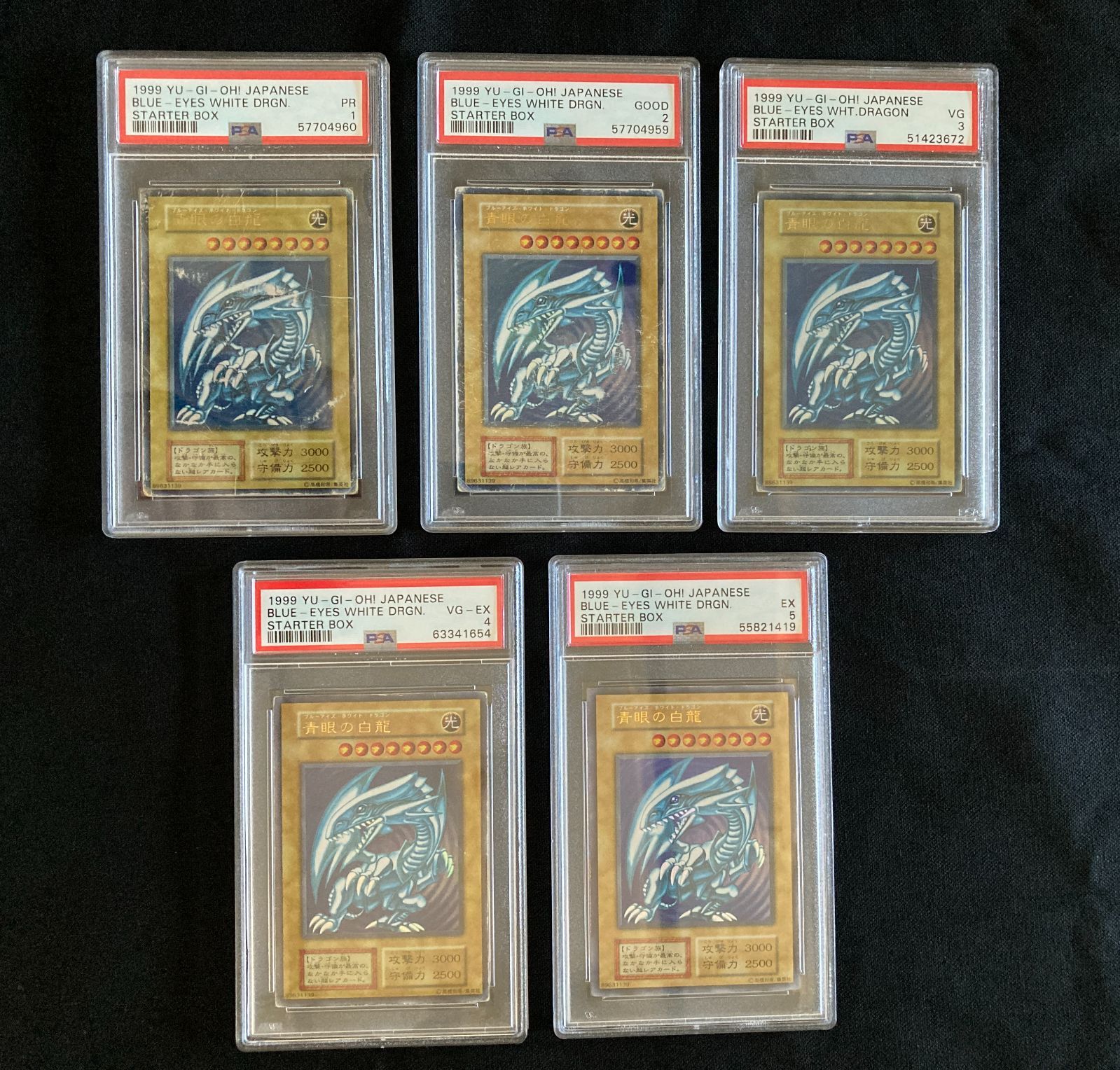 青眼の白龍 5枚セット PSA1,2,3,4,5 初期 ウルトラレア Ultra Rare