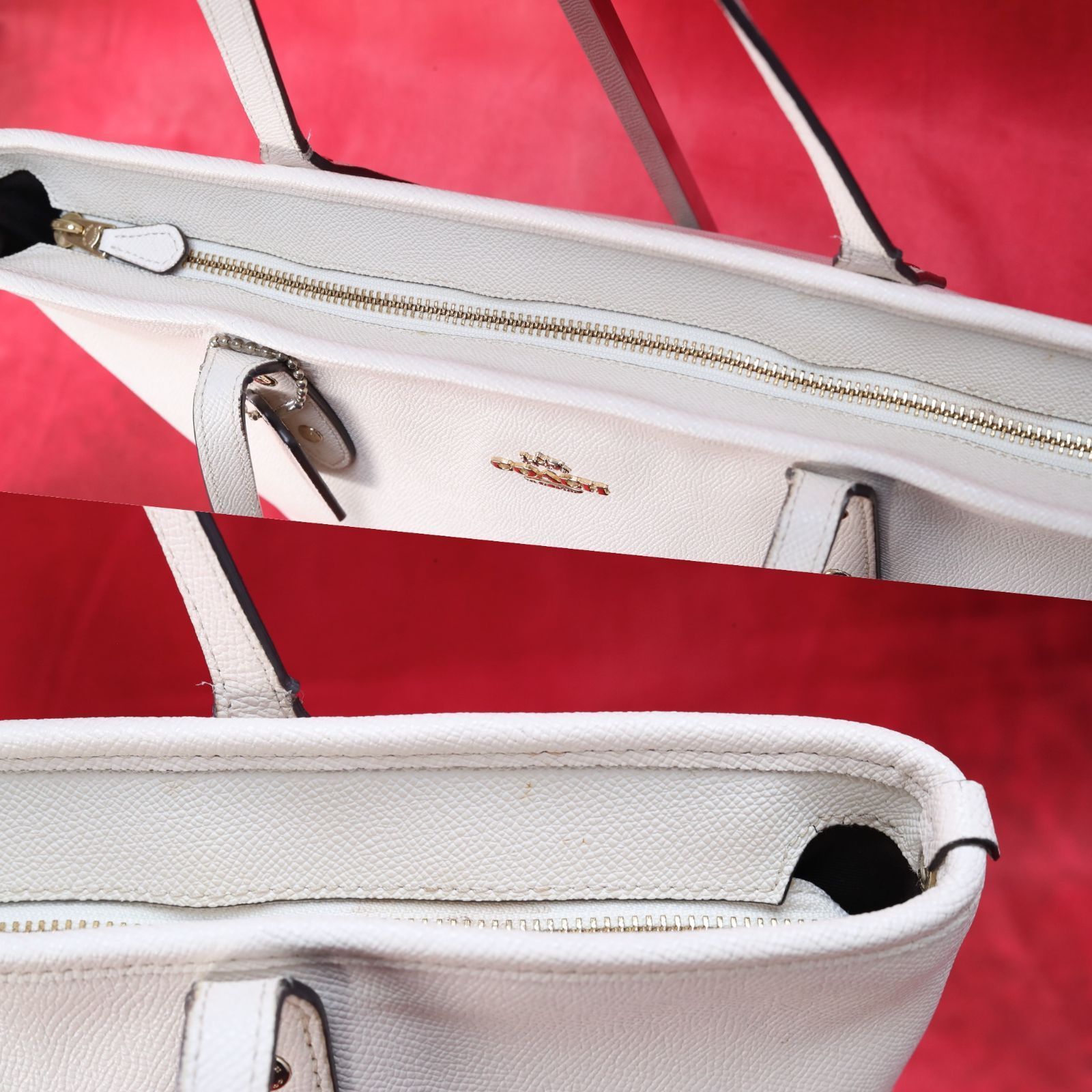 COACH コーチ ホワイト レザー ハンドバッグ ショルダーバッグ 白