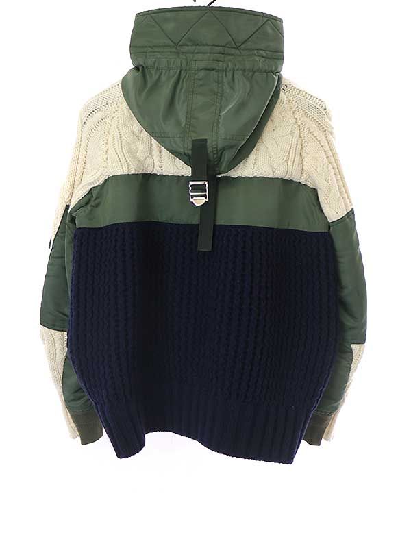 sacai サカイ 19AW CABLE KNIT×MA-1 ドッキングニットブルゾン