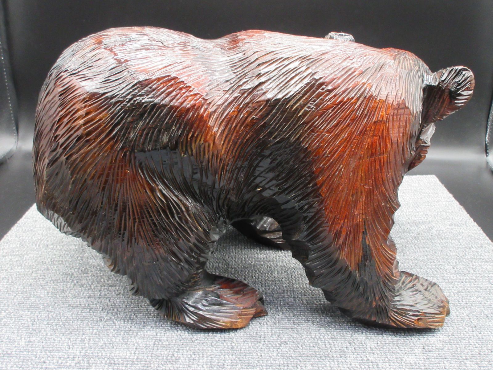 匿名発送】木工品 熊 親子 置物 彫刻 芸術 アンティーク 縁起物 【公式