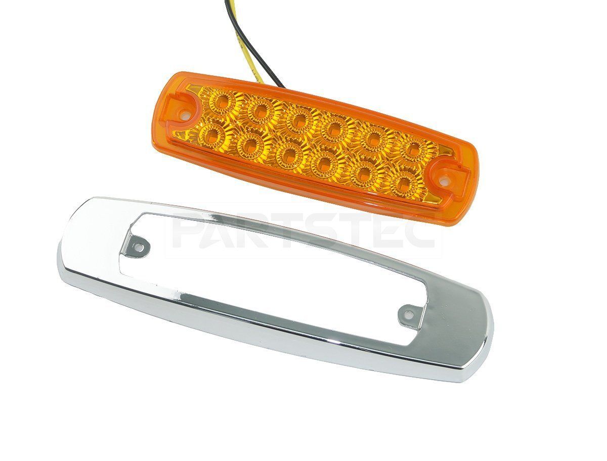 10個セット LED サイドマーカー アンバー オレンジ メッキ枠 12V 24V