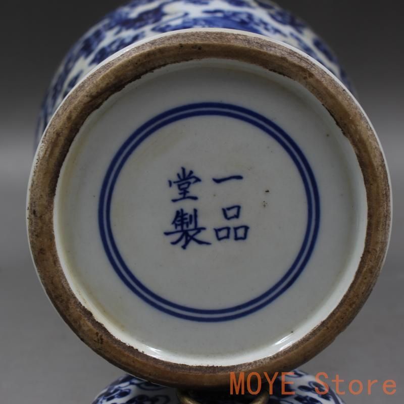 清同治青花穿花麒麟紋茶蓋缶 景徳鎮 陶磁器 装飾品 現代工芸品 美術品