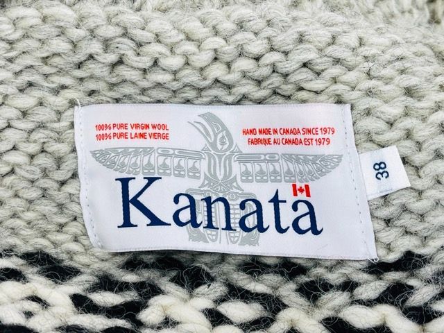 新品 Kanata カナタ ウールカウチンセーター スノー柄 ウール100% 38