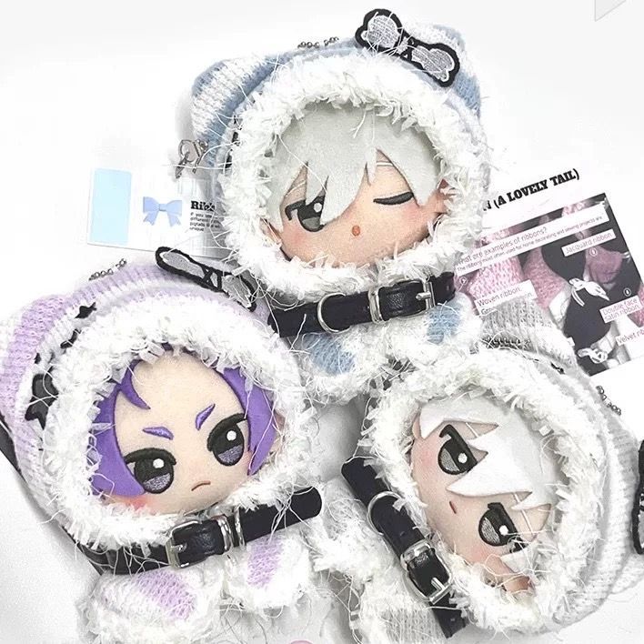 10cm】6色 猫耳 骨 もこもこ パーカー ポンチョ グレー ボーダー