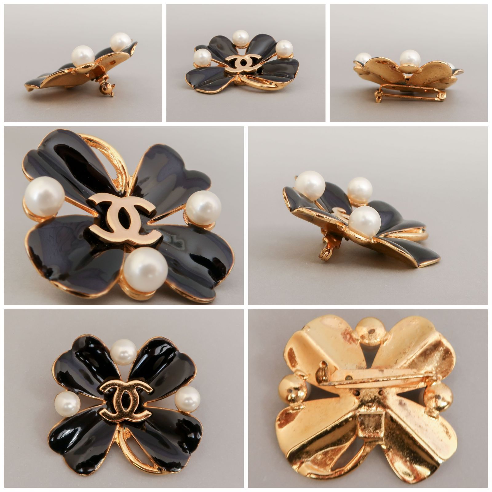 シャネル/CHANEL クローバー パール ゴールド ブローチ ココマーク