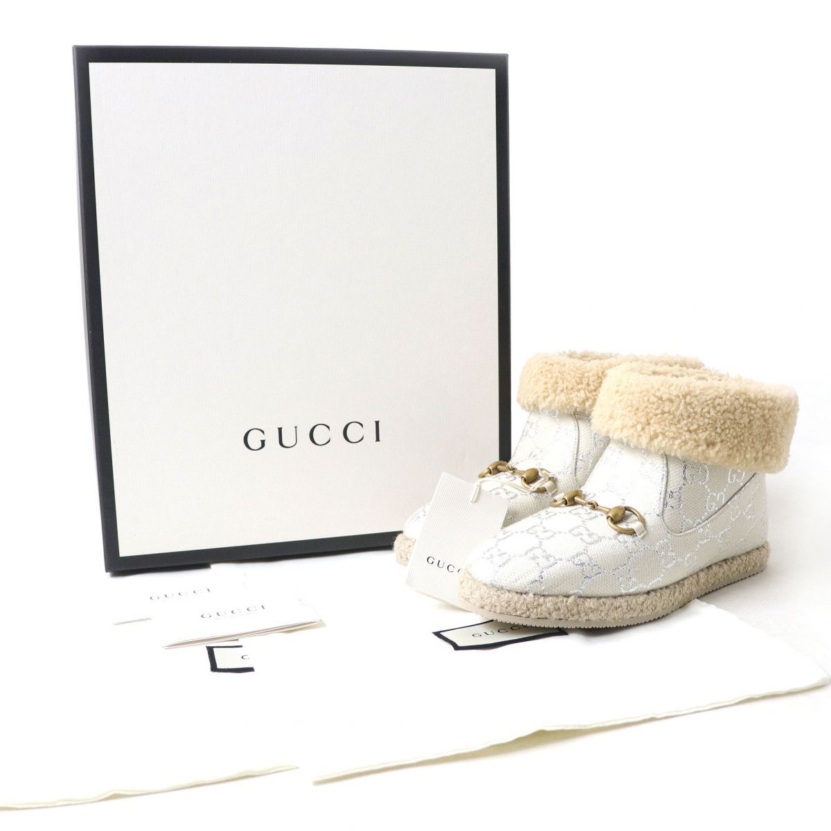 未使用品◇GUCCI グッチ 629086 GG柄 ラメ入り ホースビット付 リアル