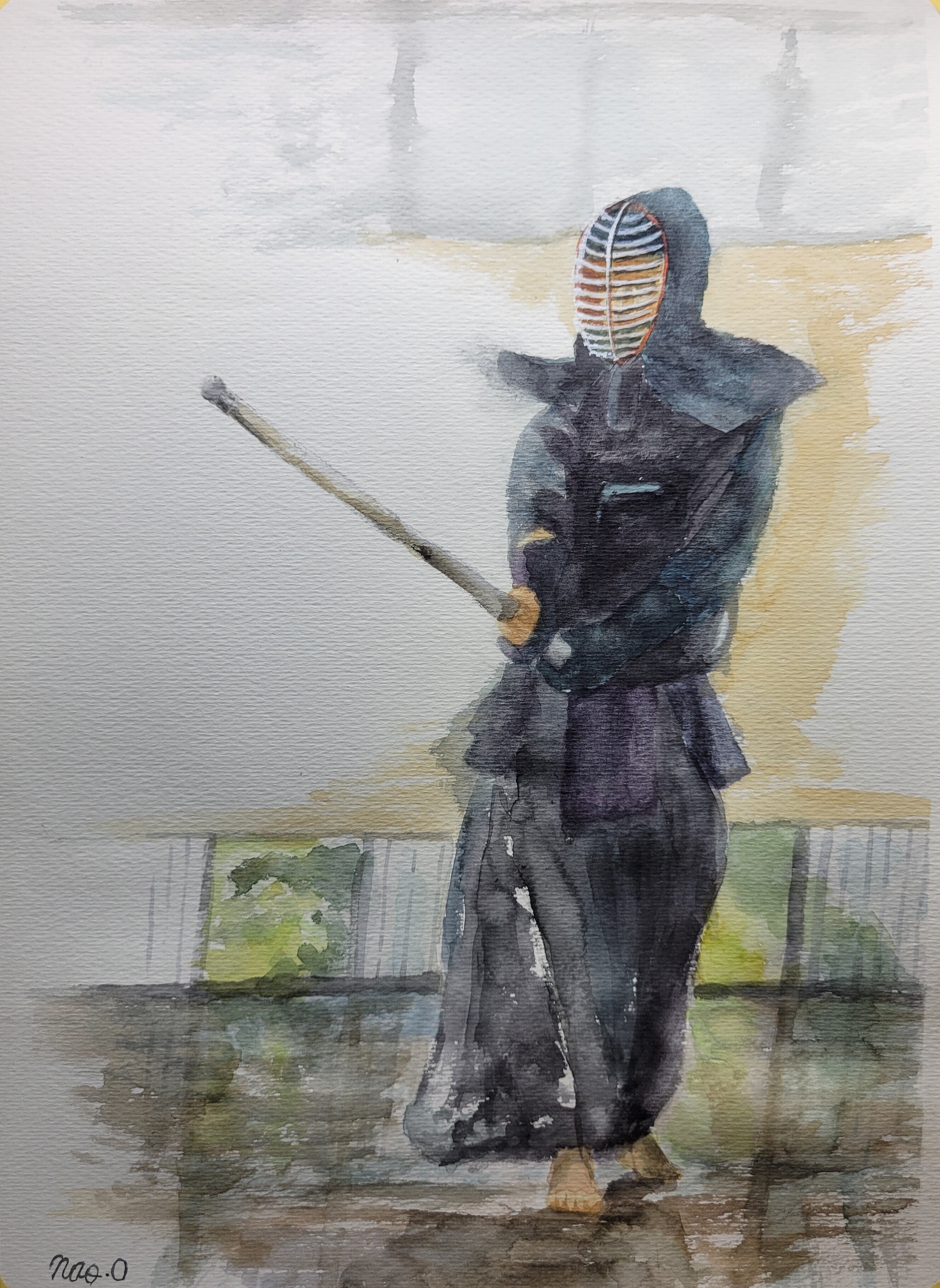 構え」（透明水彩B4）｜おおもり なお【大森尚行】