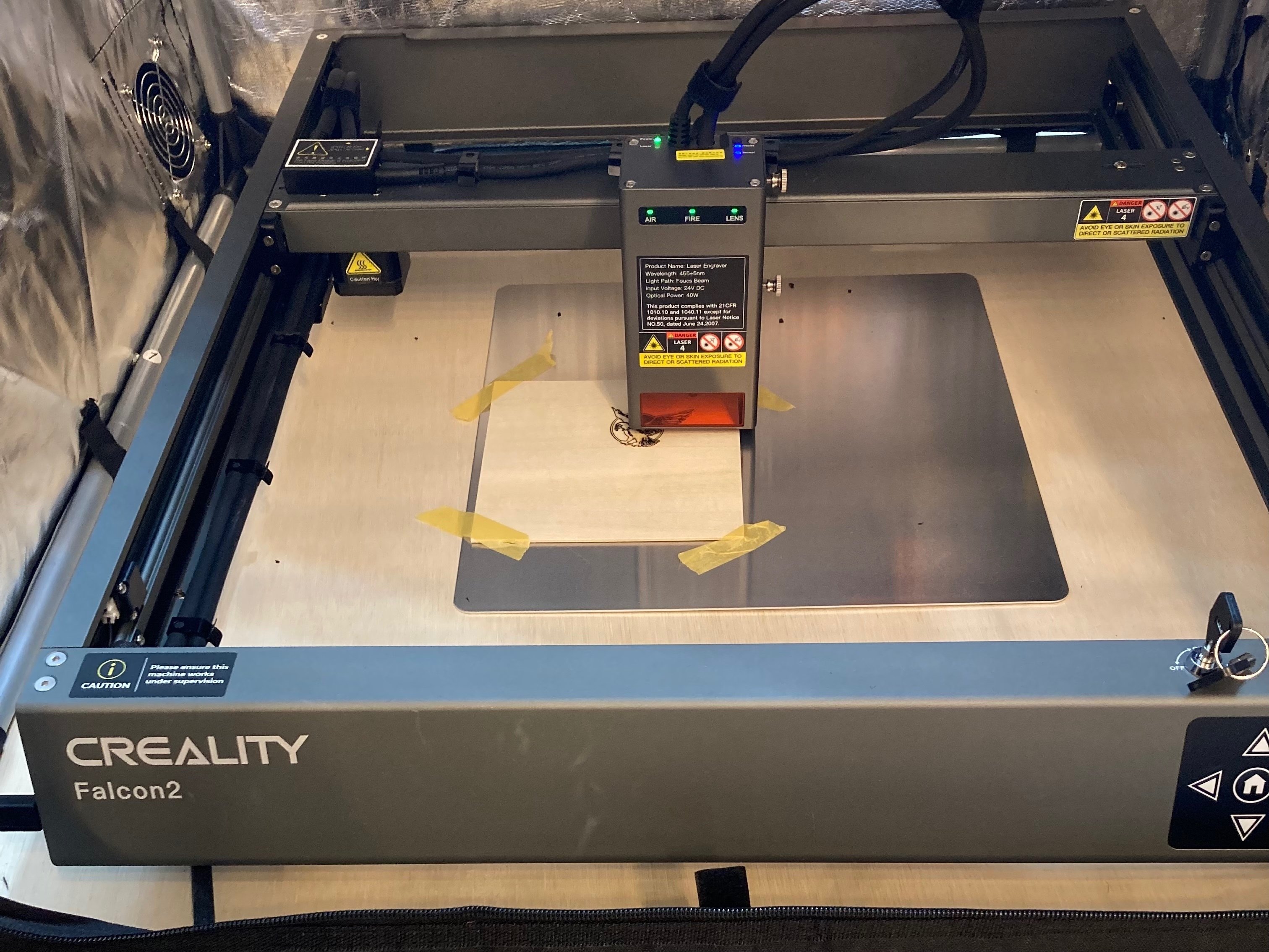 Creality Falcon2 40W レーザー彫刻機の開梱・組立・試運転 @もくはり