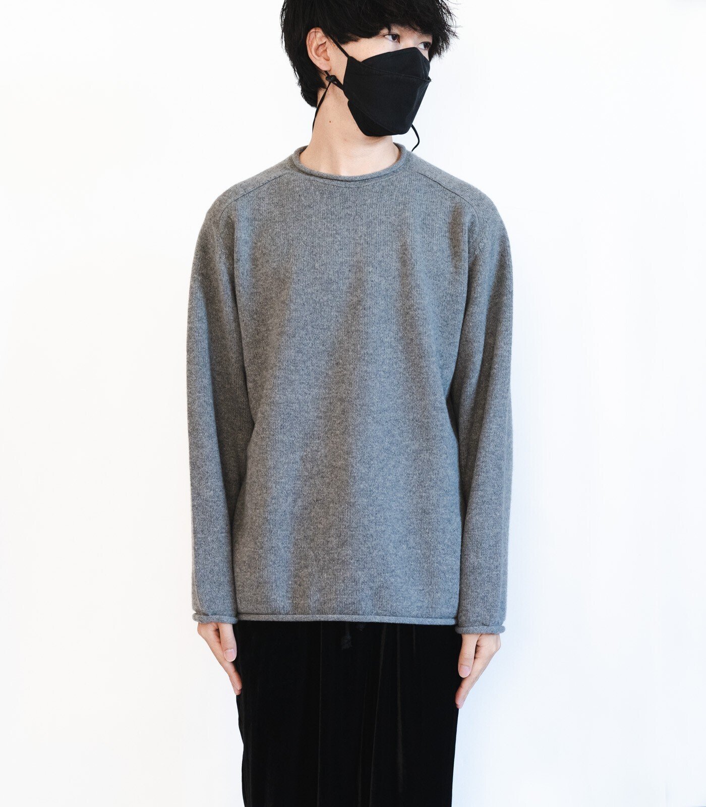 バトナーナッピングウールニットセーターネップピリングメンズグレー