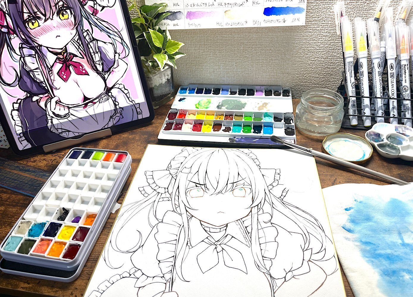 メイドさん色紙ちょいメイキング｜皆村春樹🦉🏮🐥