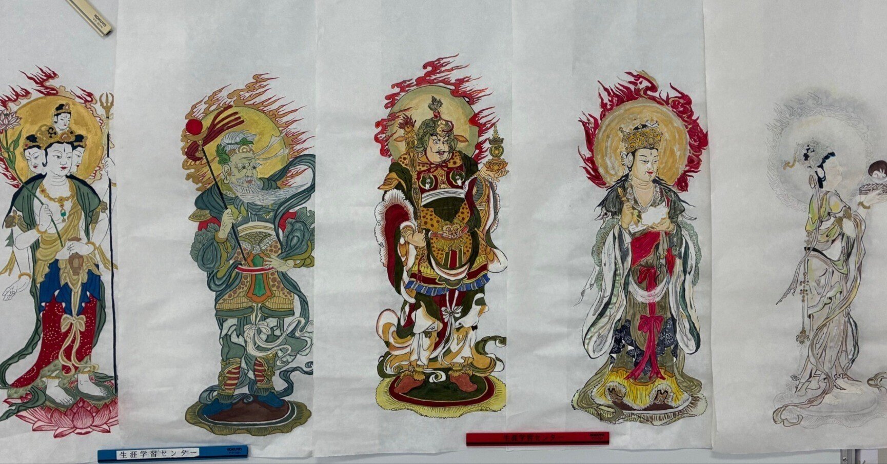 全員で「十二天像図」を描く 【仏画曼荼羅アート―泉佐野教室―】｜達磨