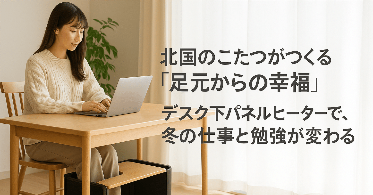 北国のこたつがつくる“足元からの幸福”。デスク下パネルヒーターで、冬