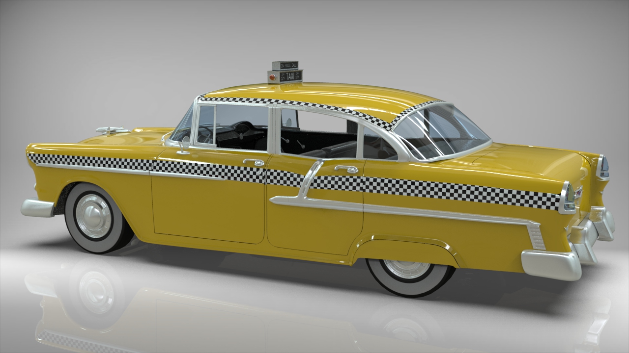 Taxi Yellow cab Belair sedan 1955 - Superhive (formerly Blender