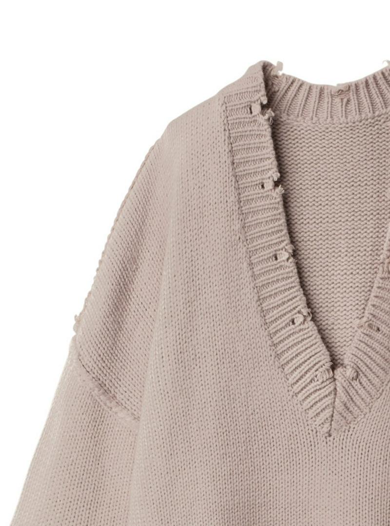 GRL(グレイル)の「Vネックルーズダメージニットトップス」 - PARTE