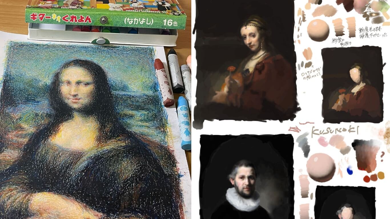 いろいろな画材で模写をする - Asuka Kusunoki