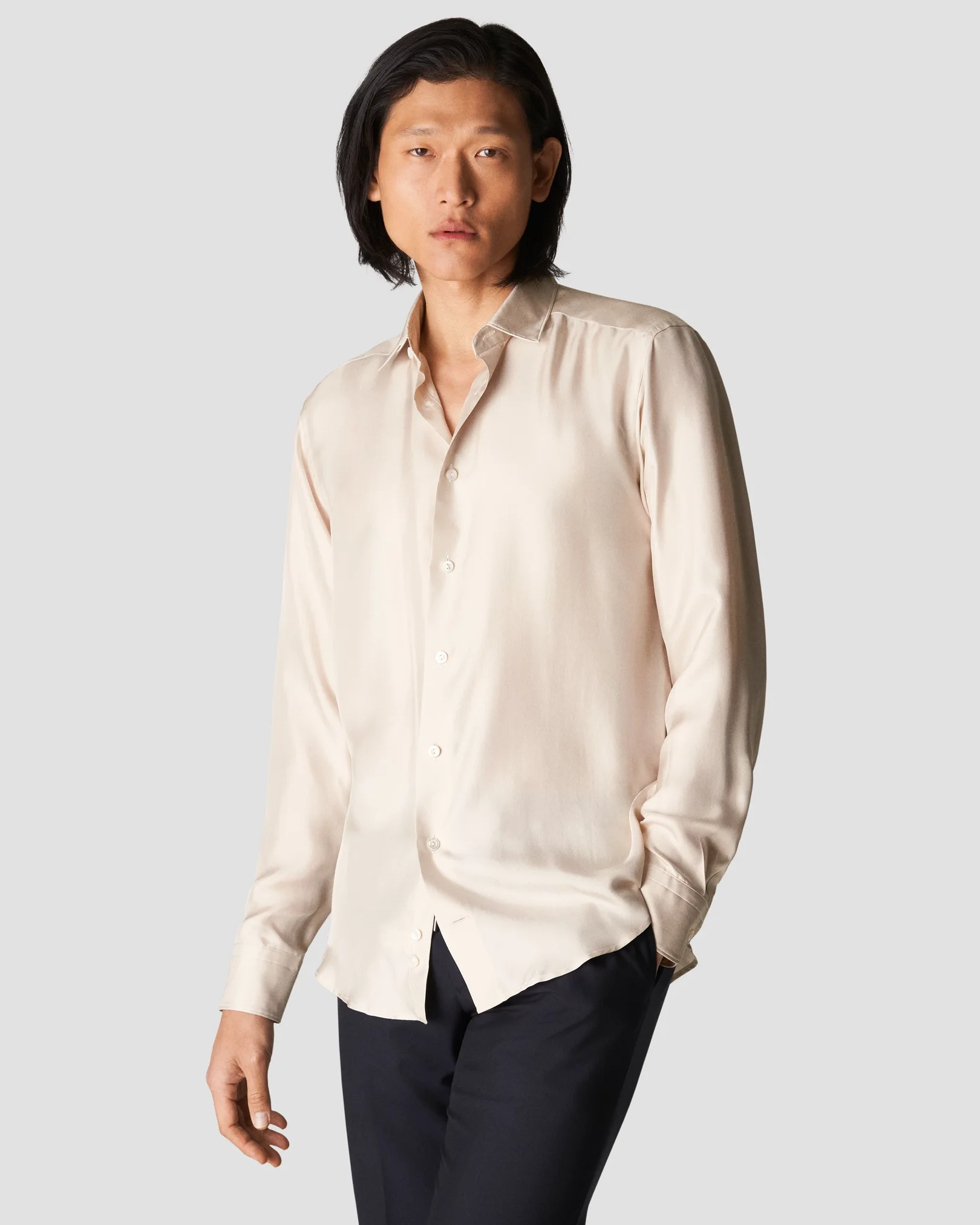 Light Brown Silk Twill Shirt - Eton